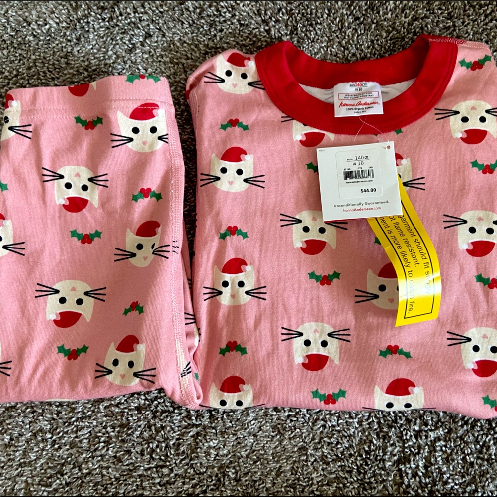Hannah Andersson, Christmas Cat Pattern, Size US 10 Girls